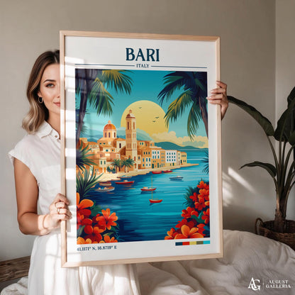 Bari Italy Retro Travel Print