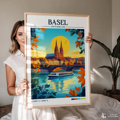 Basel Switzerland Retro Travel Print