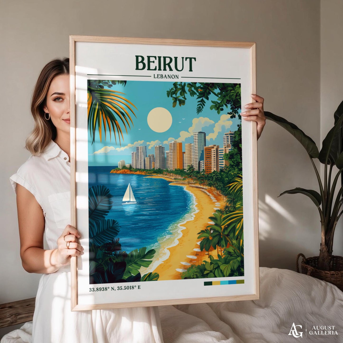 Beirut Lebanon Retro Travel Print
