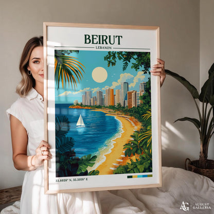 Beirut Lebanon Retro Travel Print