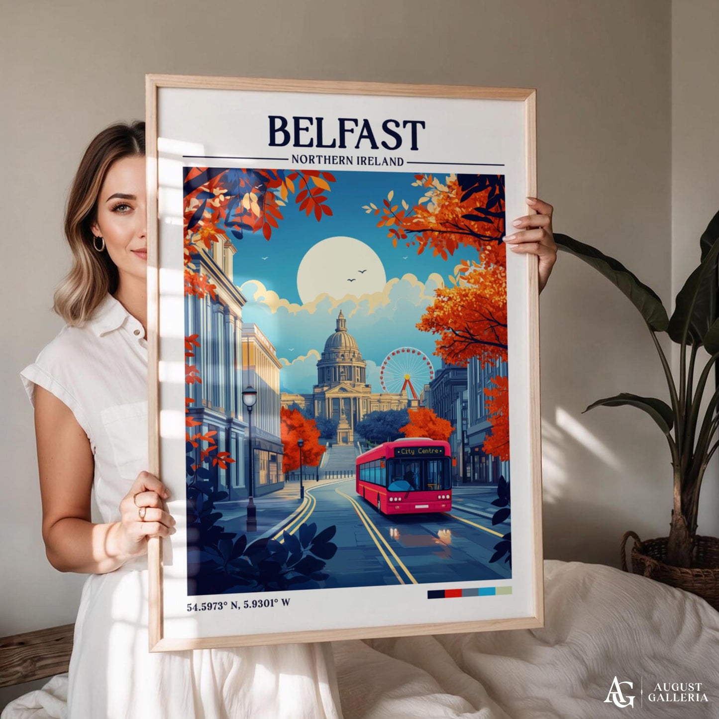 Belfast Northern Ireland Retro Travel Print