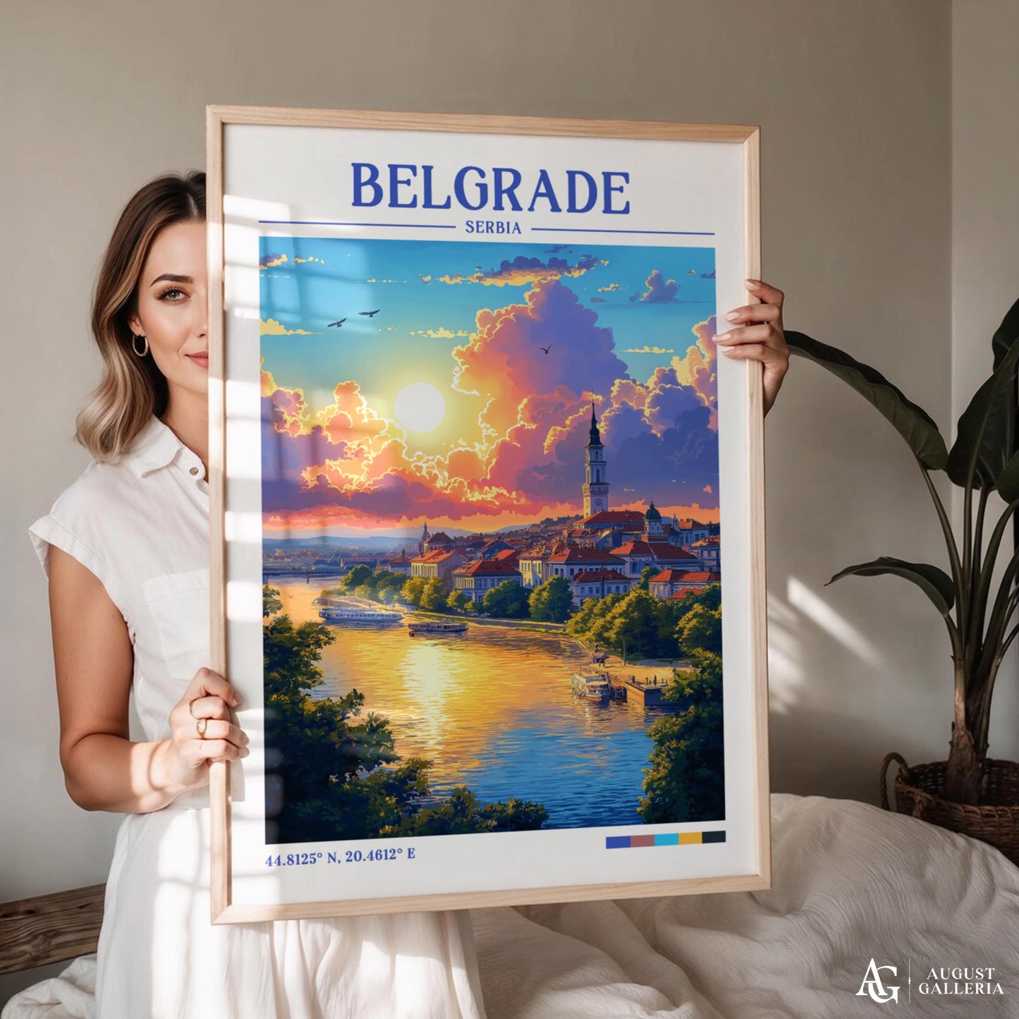 Belgrade Serbia Retro Travel Print