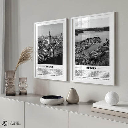 Bergen Black & White City Print