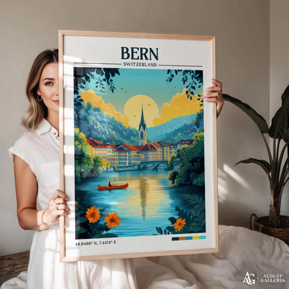 Bern Switzerland Retro Travel Print