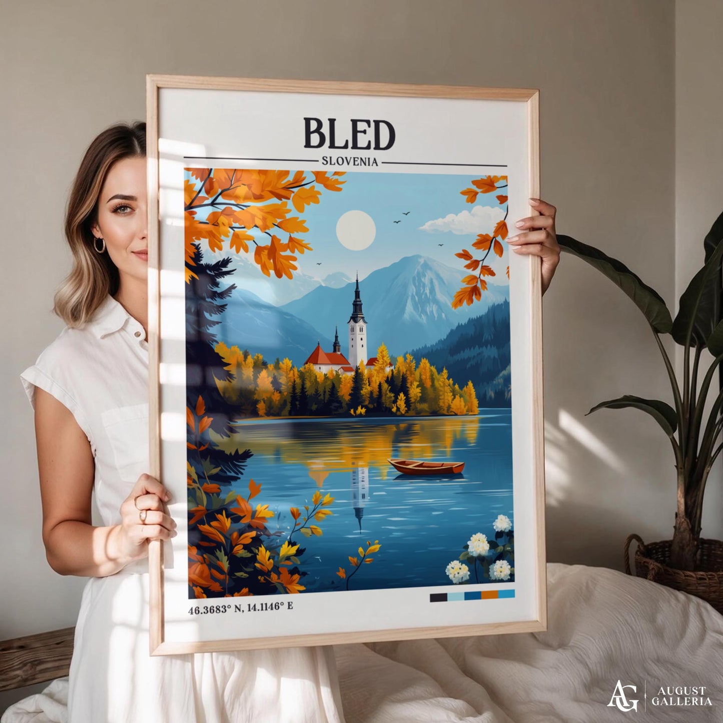 Bled Slovenia Retro Travel Print