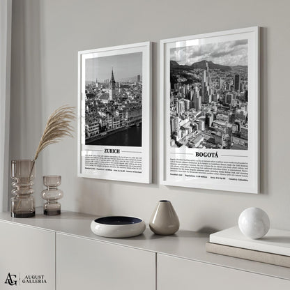 Bogotá Black & White City Print