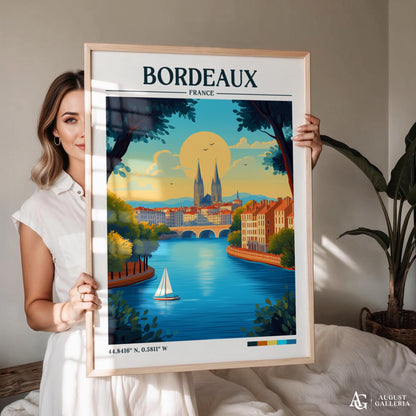 Bordeaux France Retro Travel Print