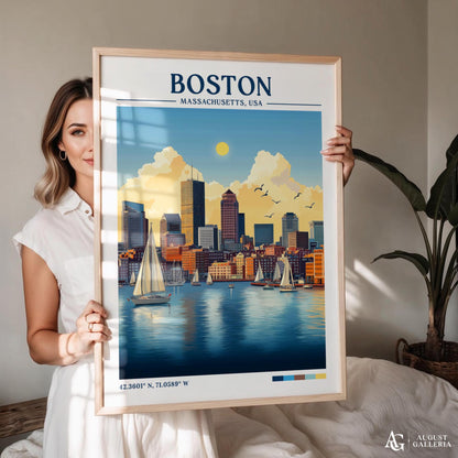 Boston Massachusetts Retro Travel Print
