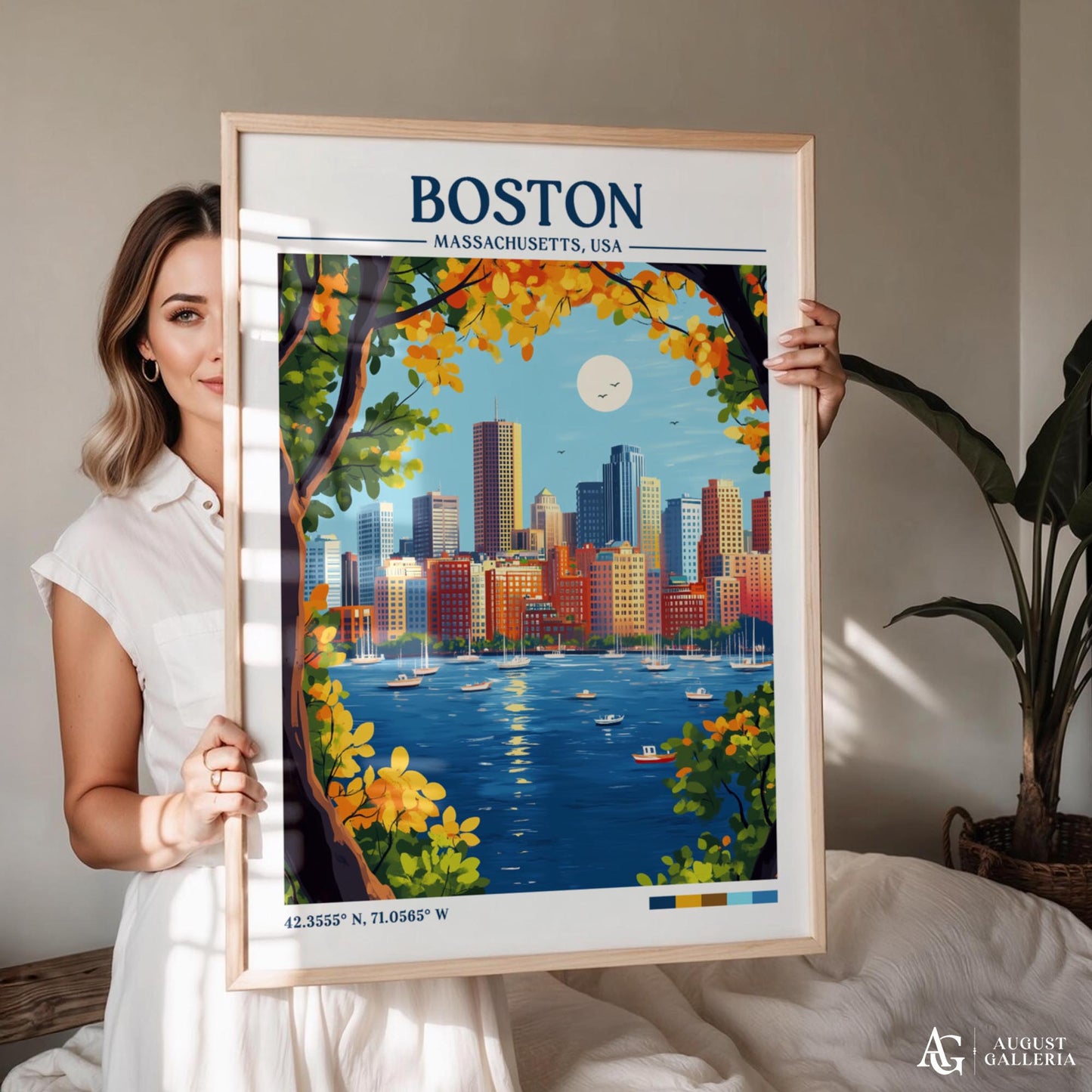 Boston Massachusetts Retro Travel Print