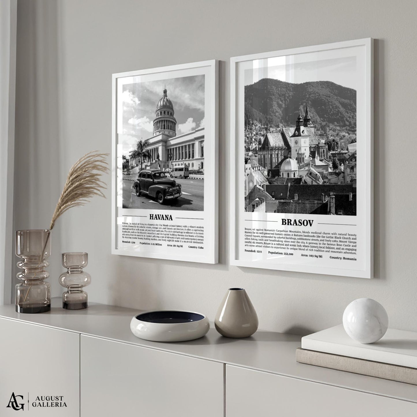 Brașov Black & White City Print