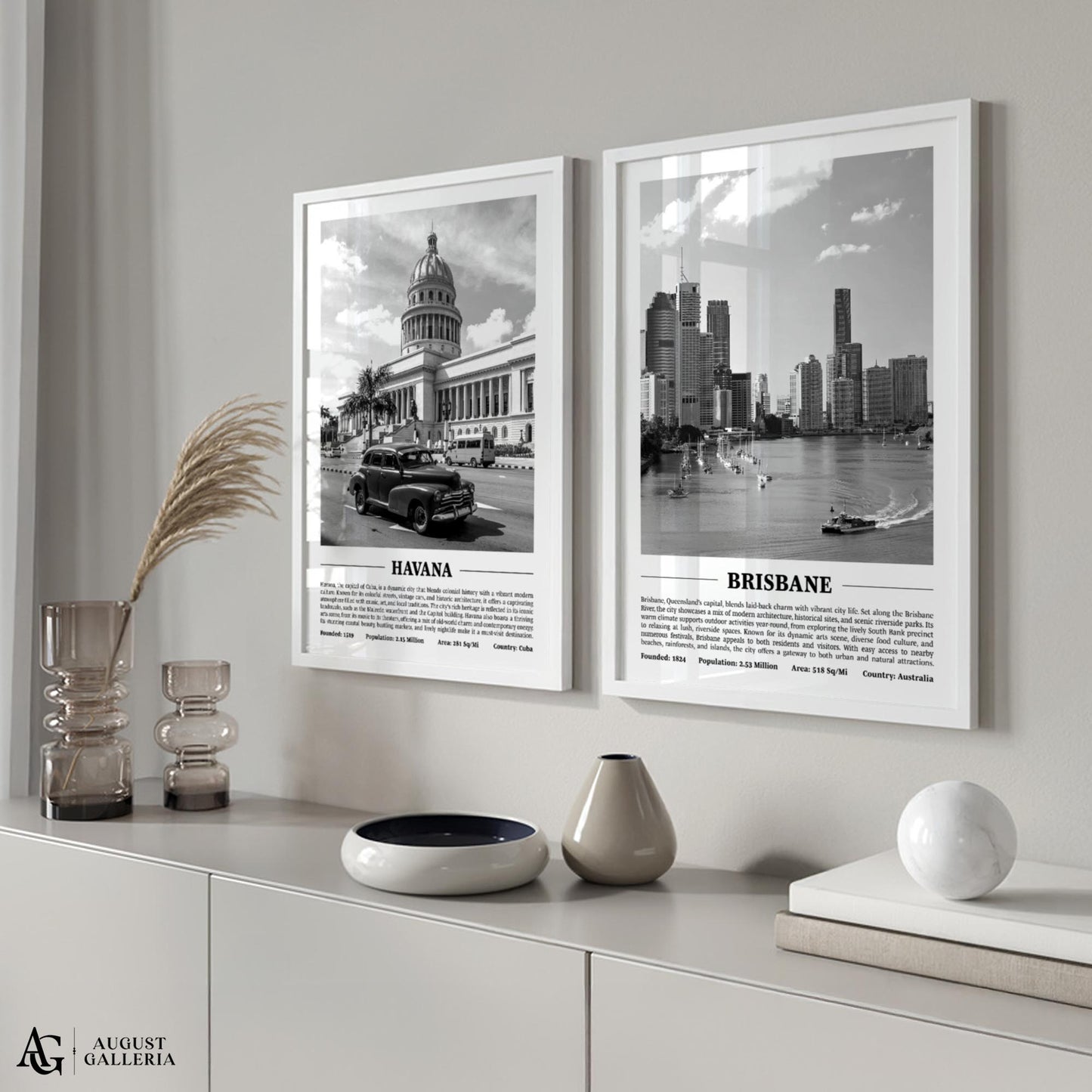 Brisbane Black & White City Print