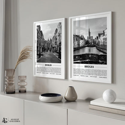 Bruges Black & White City Print