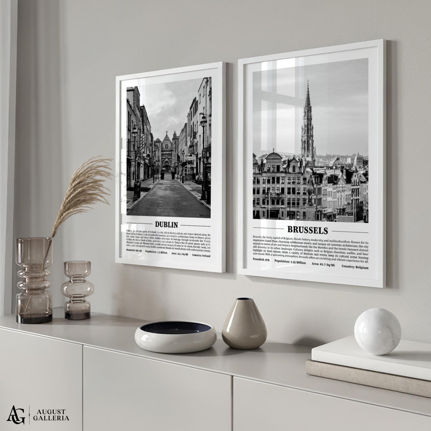 Brussels Black & White City Print