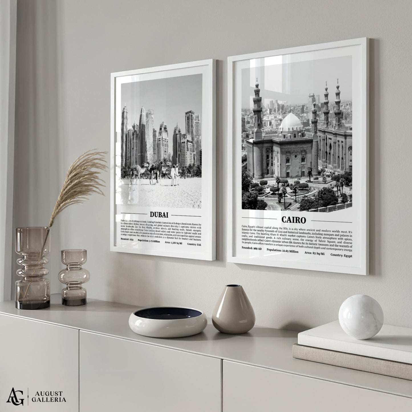 Cairo Black & White City Print