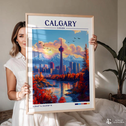 Calgary Canada Retro Travel Print