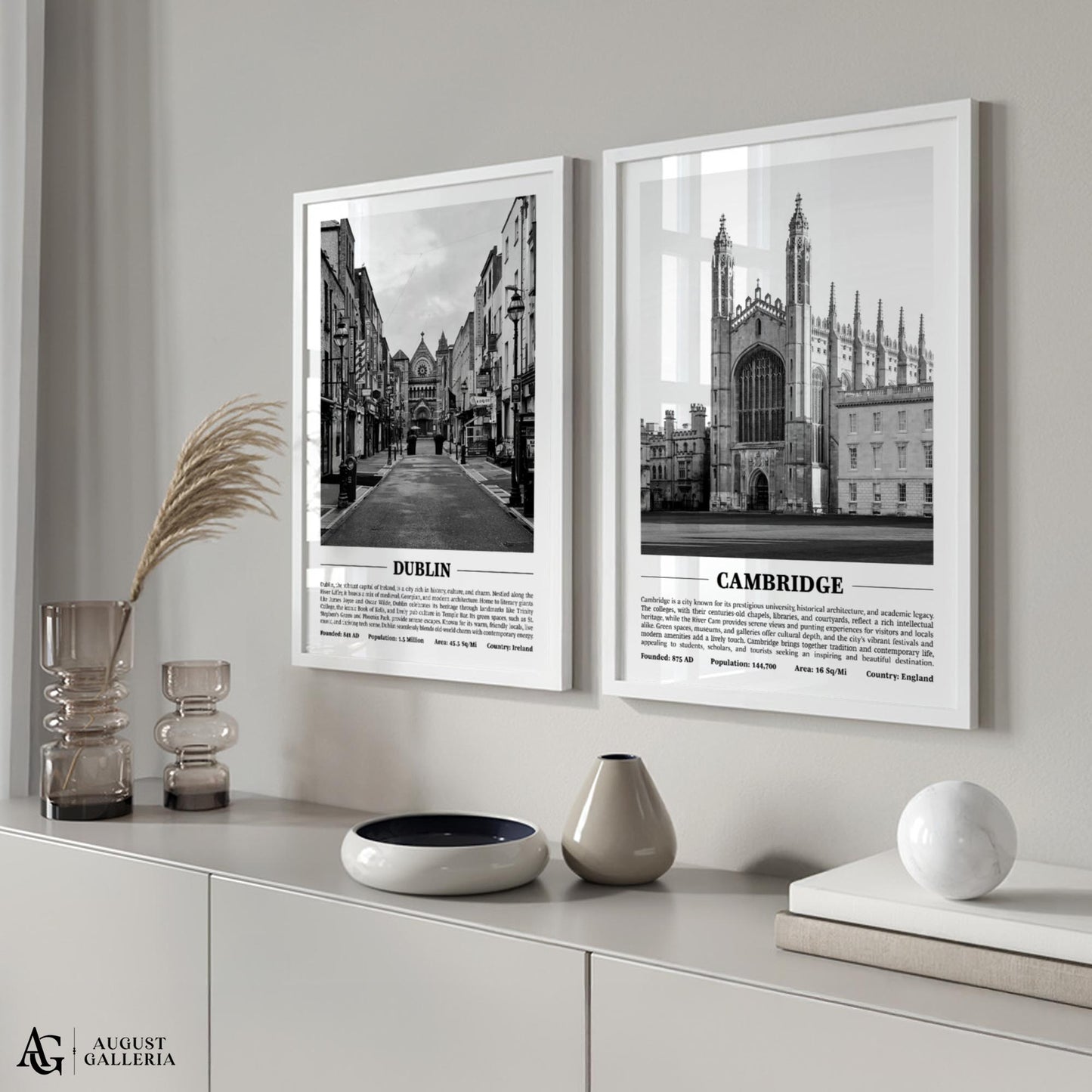 Cambridge Black & White City Print