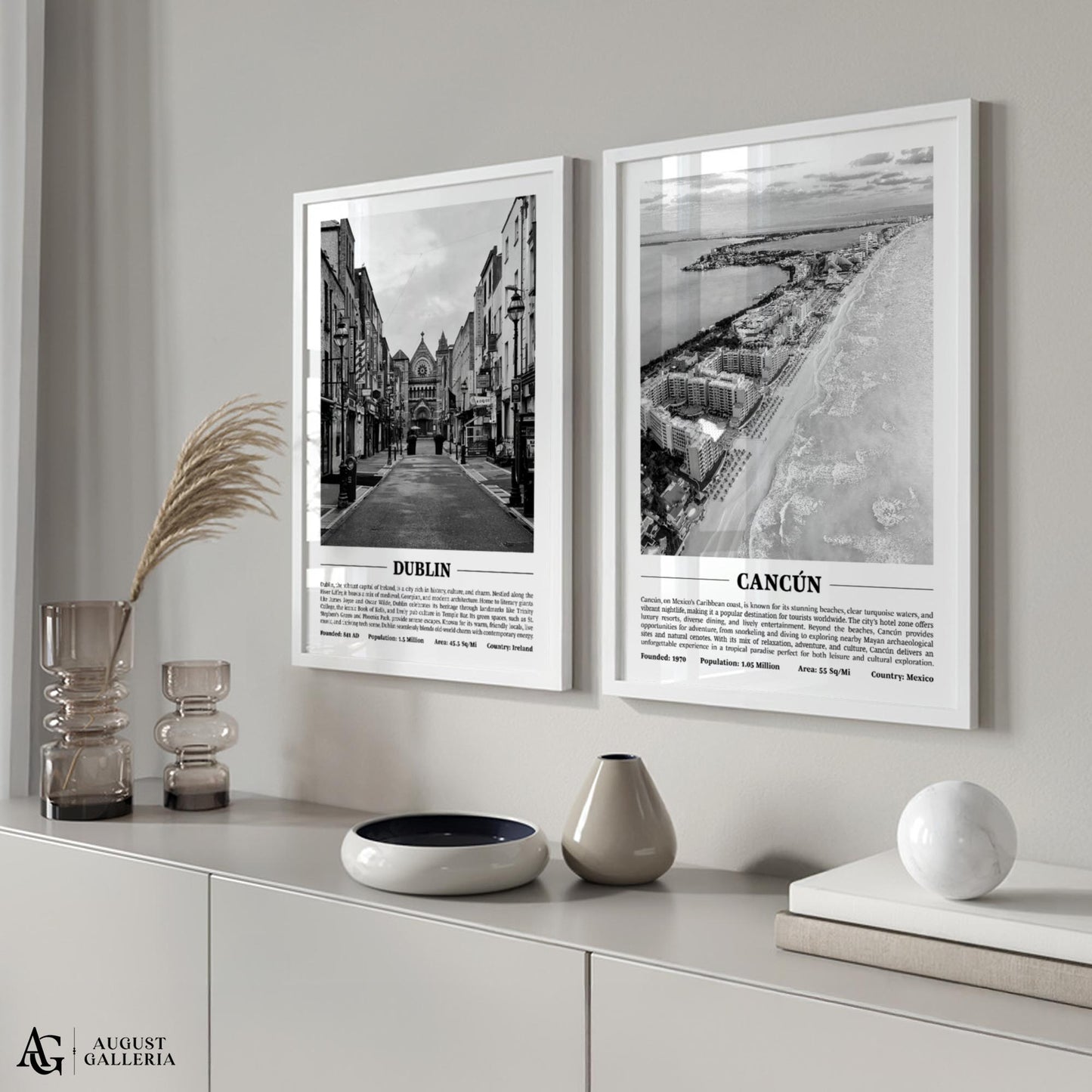 Cancún Black & White City Print