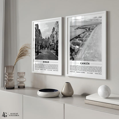 Cancún Black & White City Print