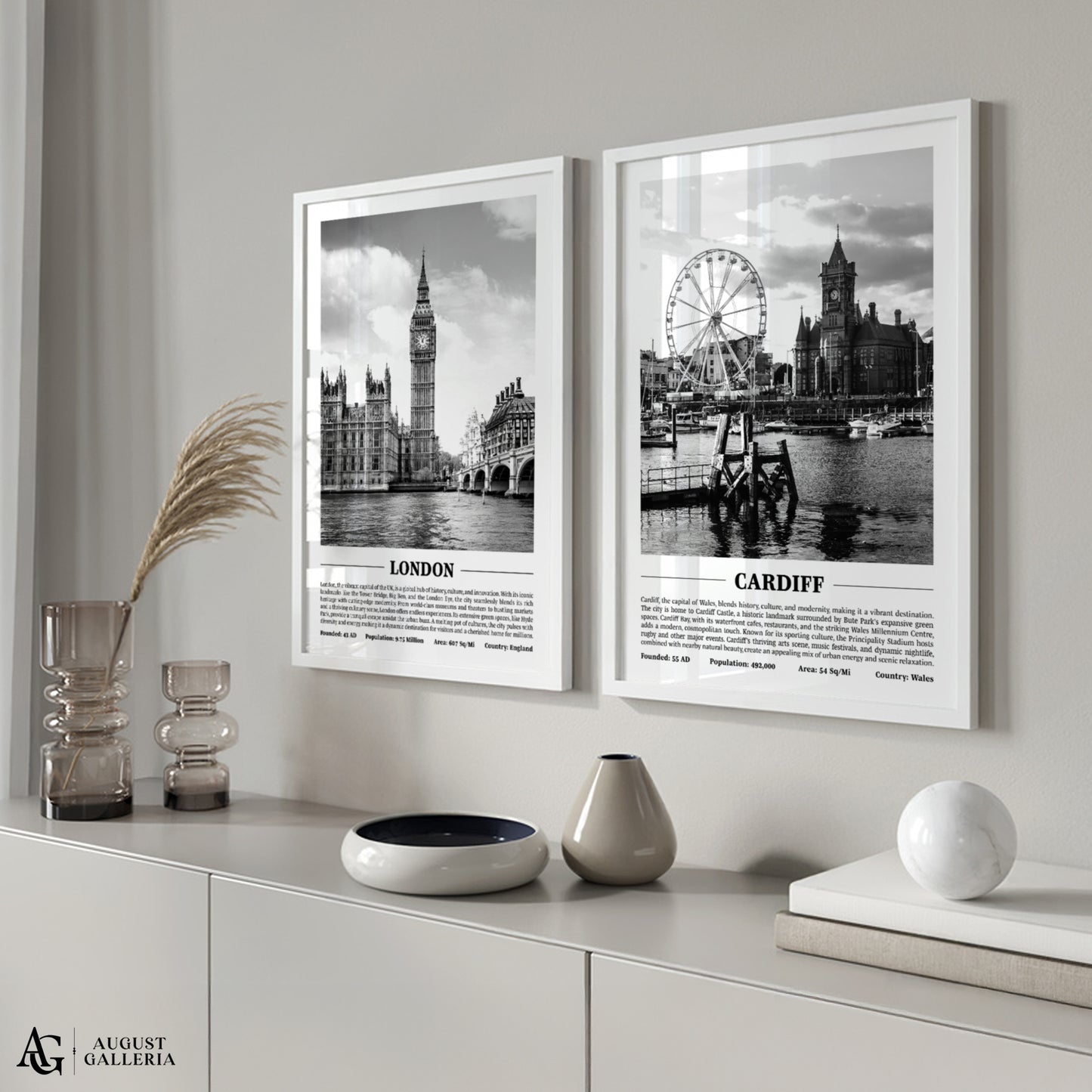 Cardiff Black & White City Print