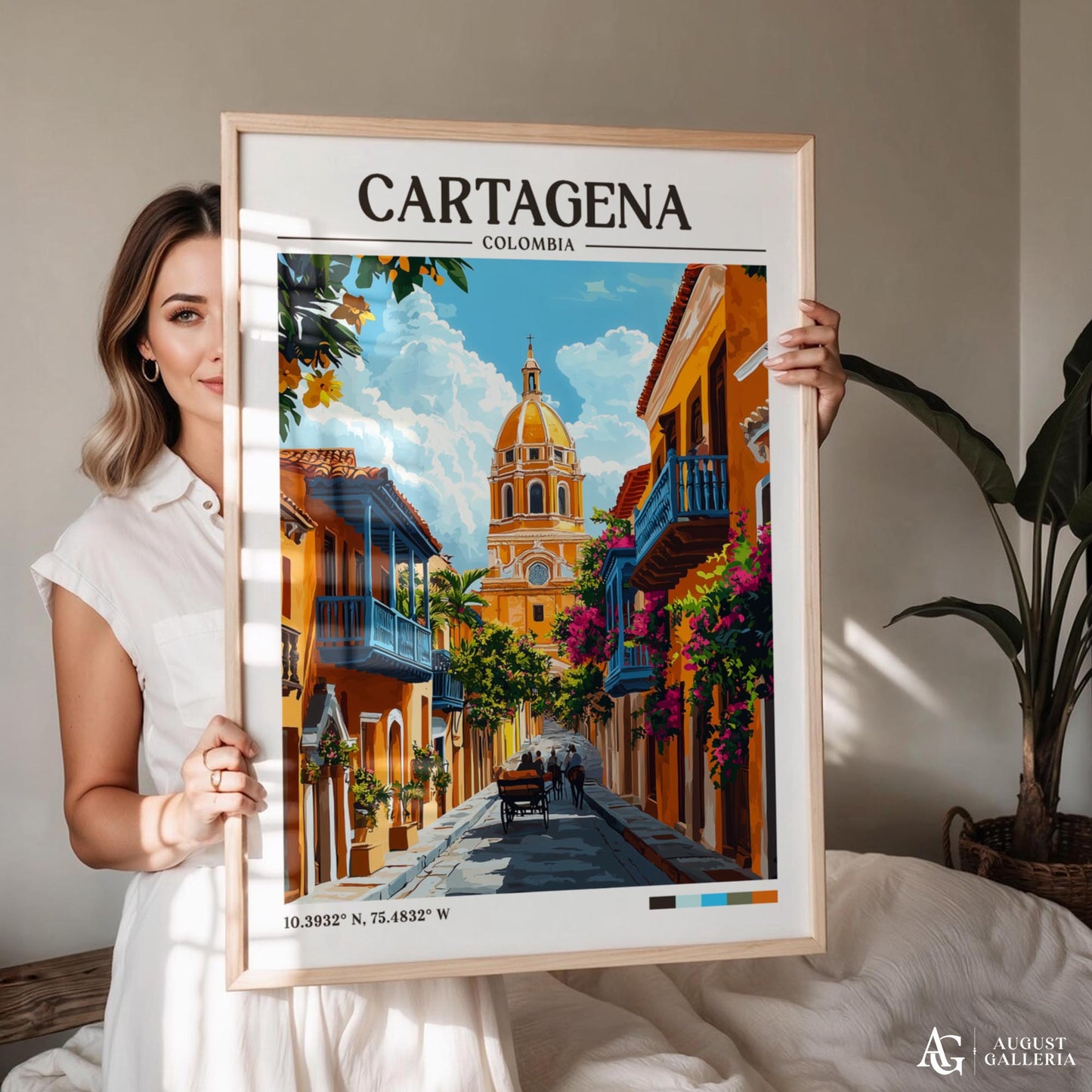 Cartagena Colombia Retro Travel Print
