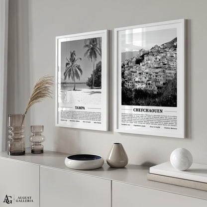 Chefchaouen Black & White City Print