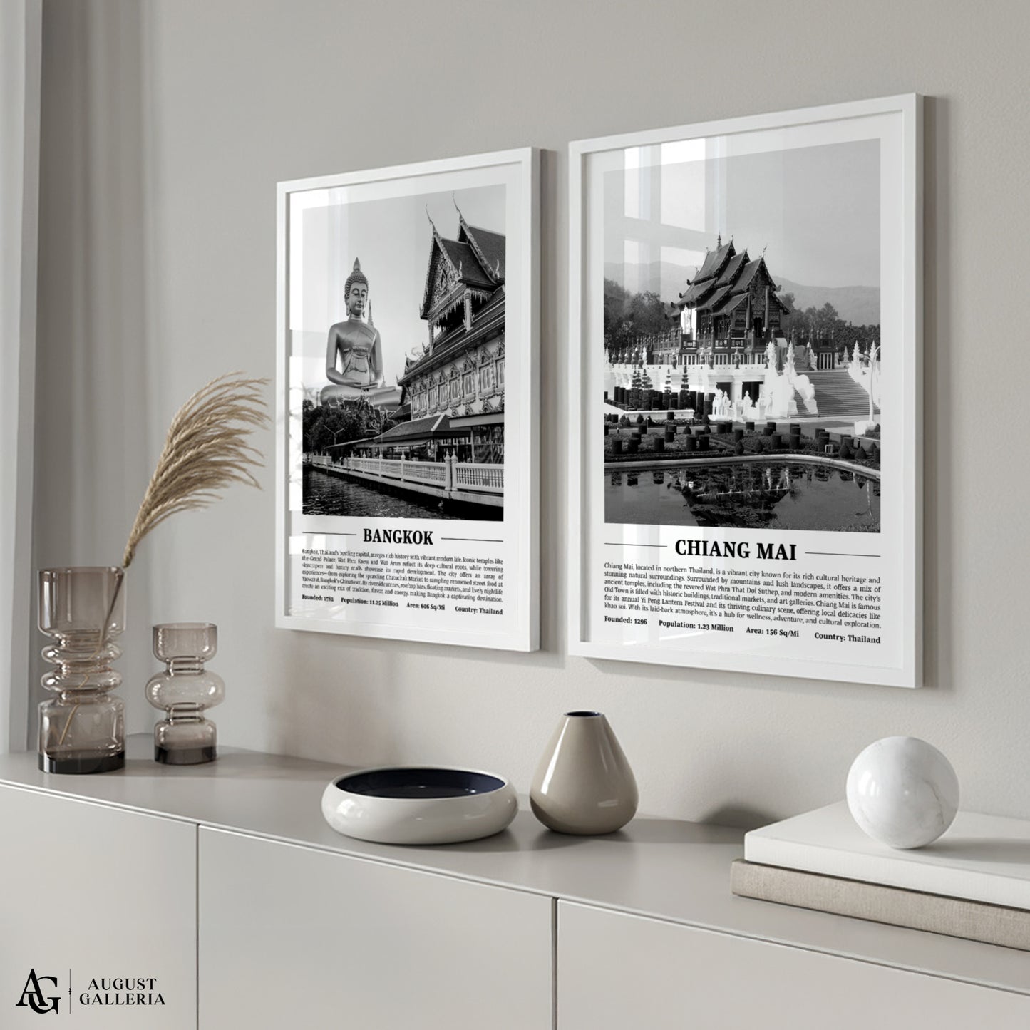 Chiang Mai Black & White City Print