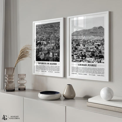 Ciudad Juarez Black & White City Print