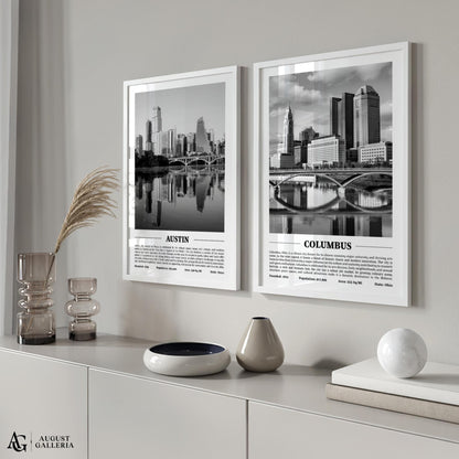 Columbus Black & White City Print