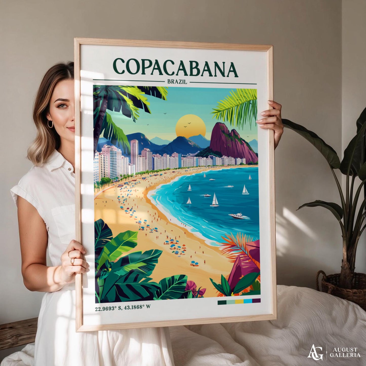 Copacabana Brazil Retro Travel Print