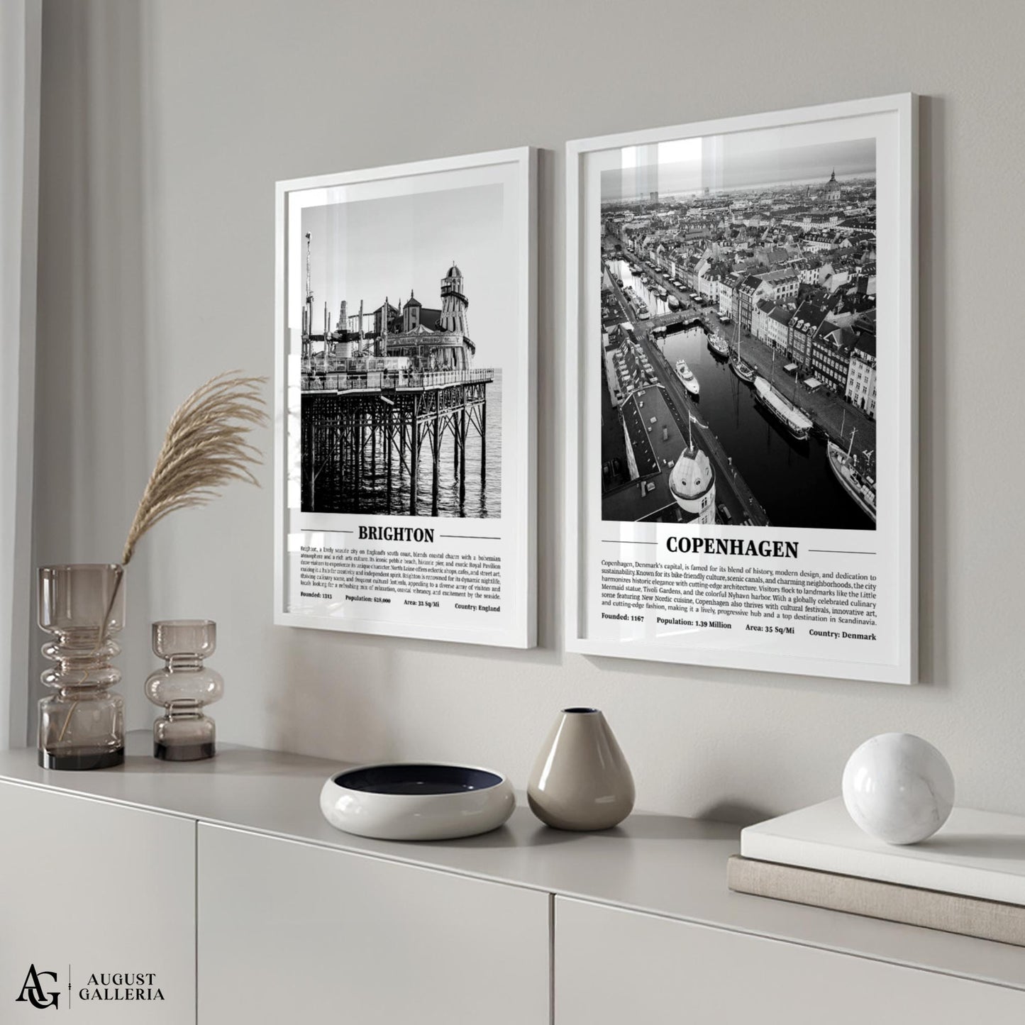 Copenhagen Black & White City Print