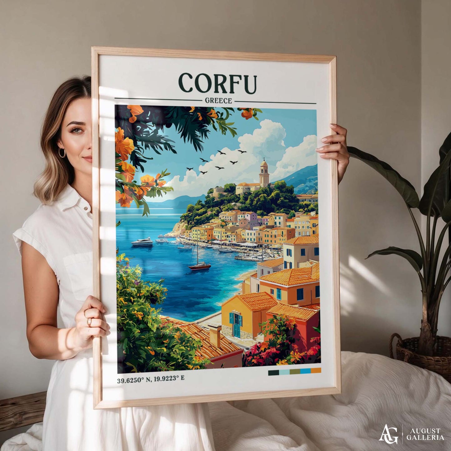 Corfu Greece Retro Travel Print