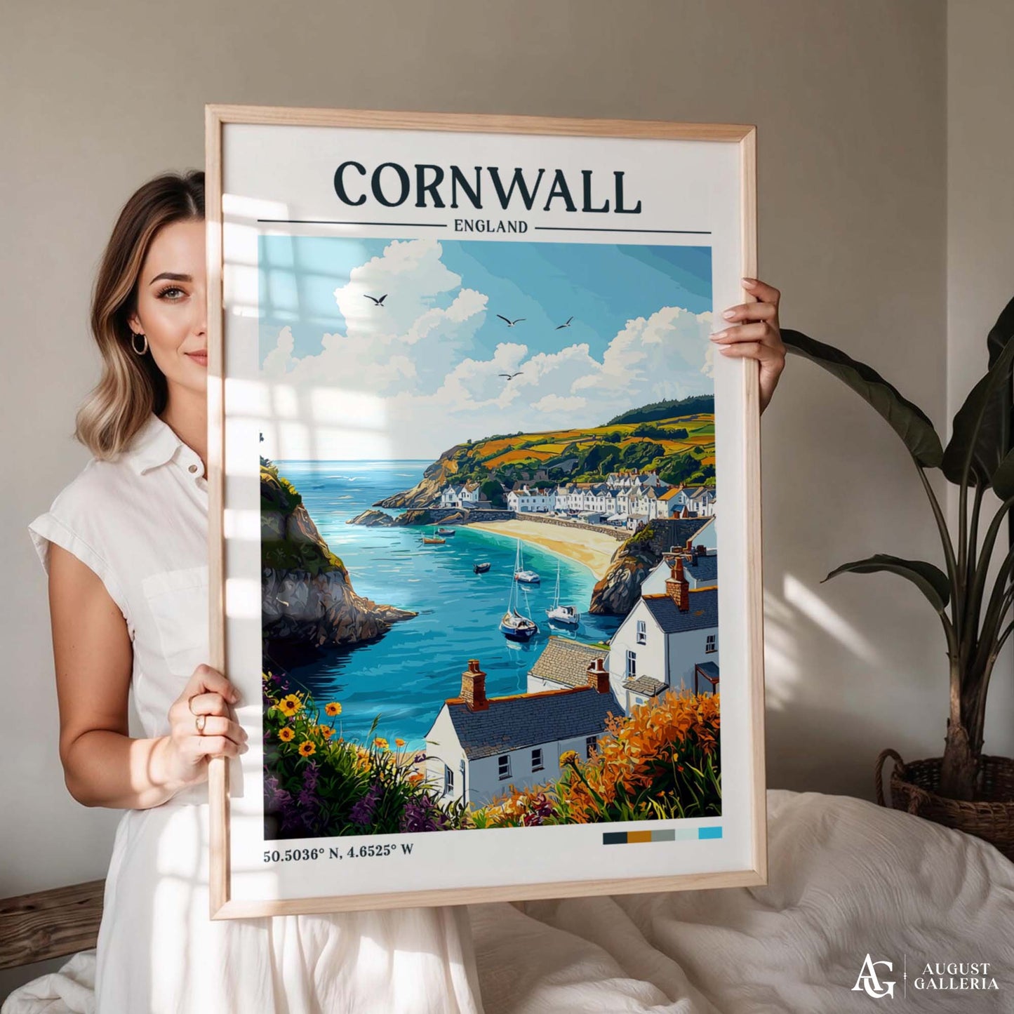 Cornwall England Retro Travel Print
