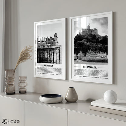 Cornwall Black & White City Print