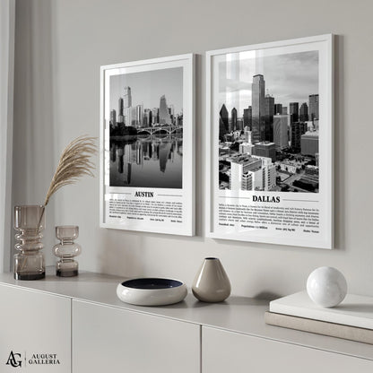 Dallas Black & White City Print