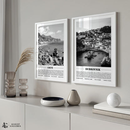 Dubrovnik Black & White City Print