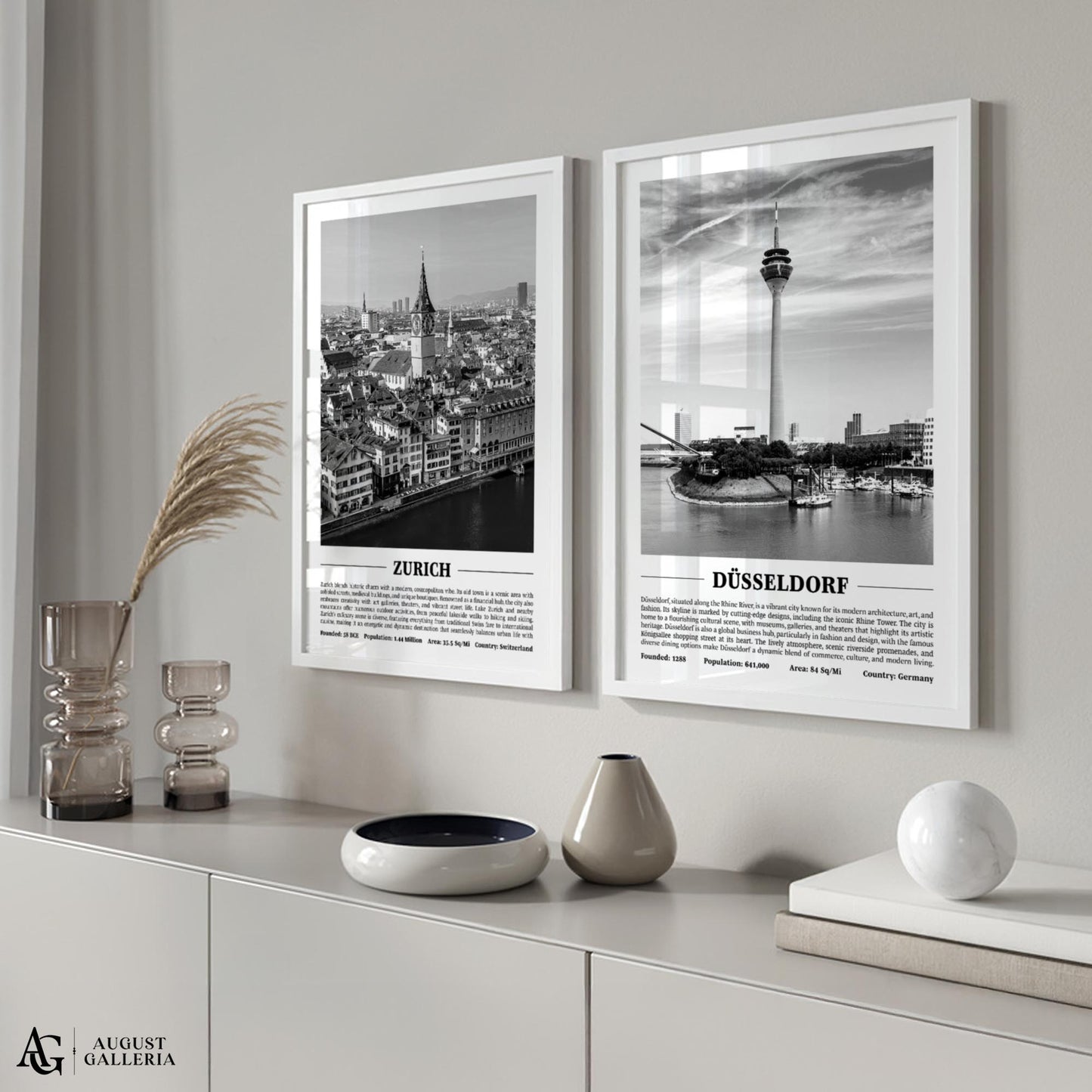 Düsseldorf Black & White City Print