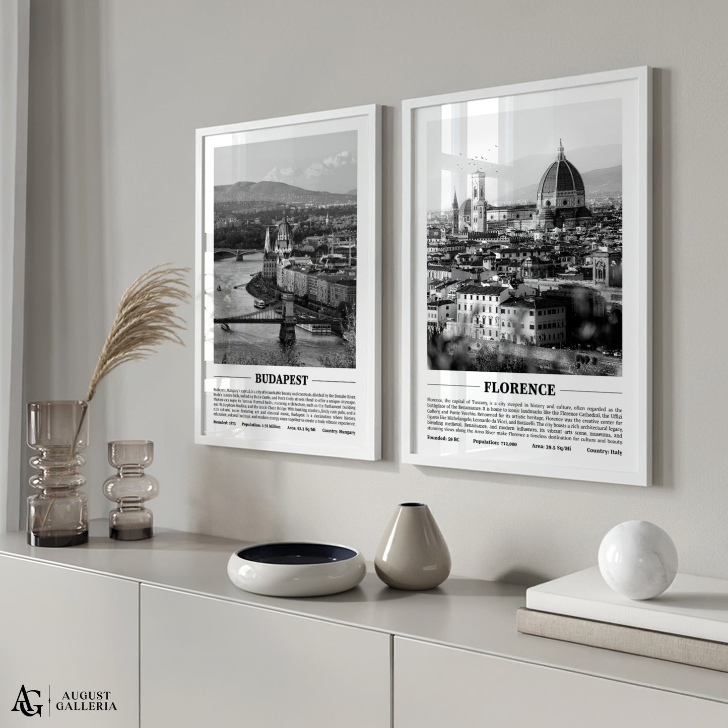 Florence Black & White City Print