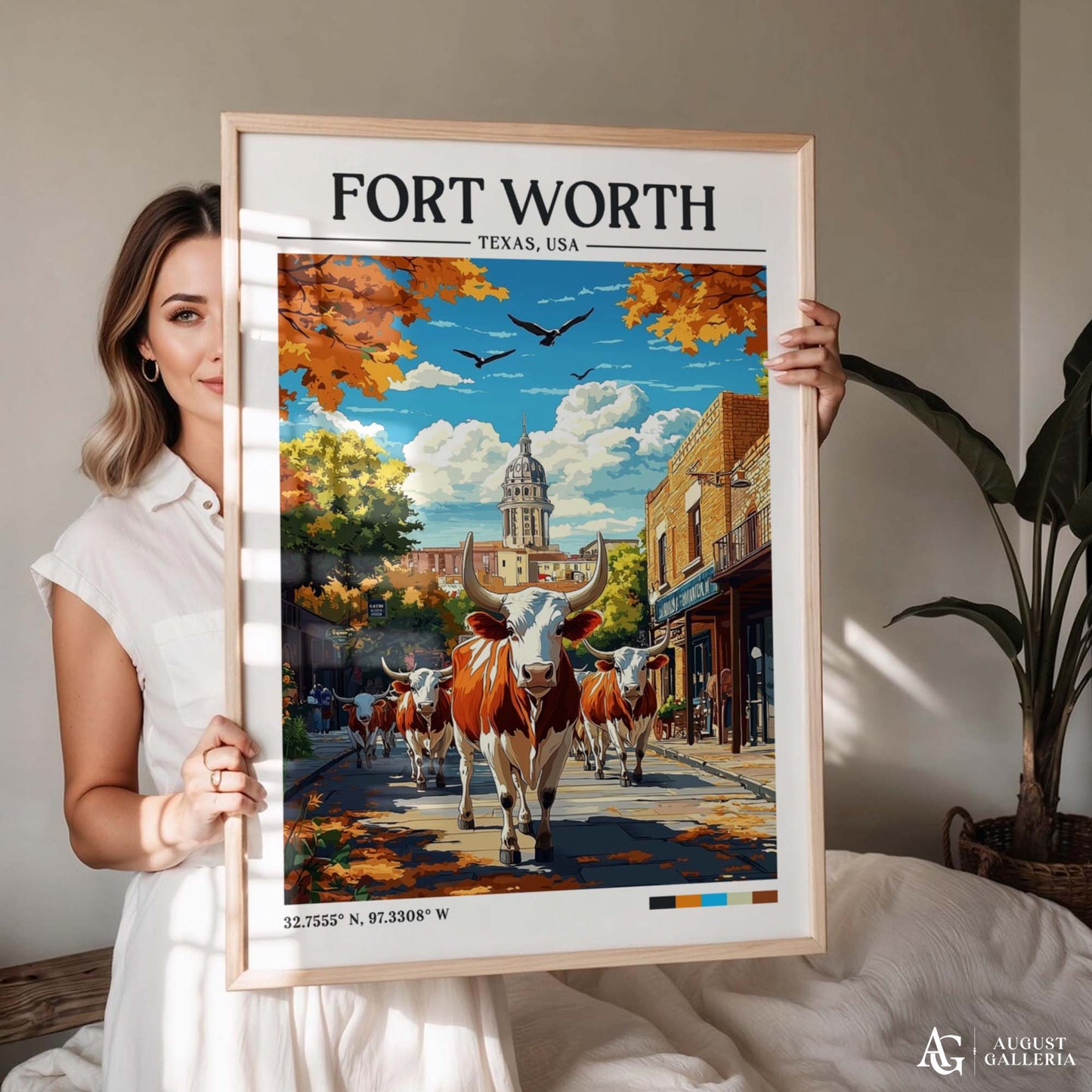 Fort Worth Texas Retro Travel Print
