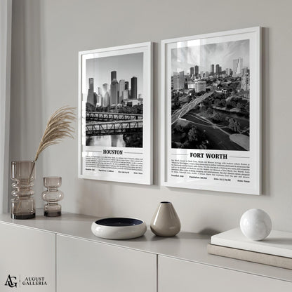 Fort Worth Black & White City Print
