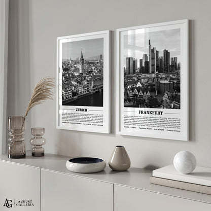 Frankfurt Black & White City Print