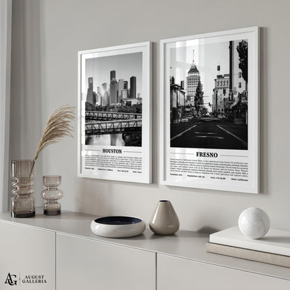 Fresno Black & White City Print