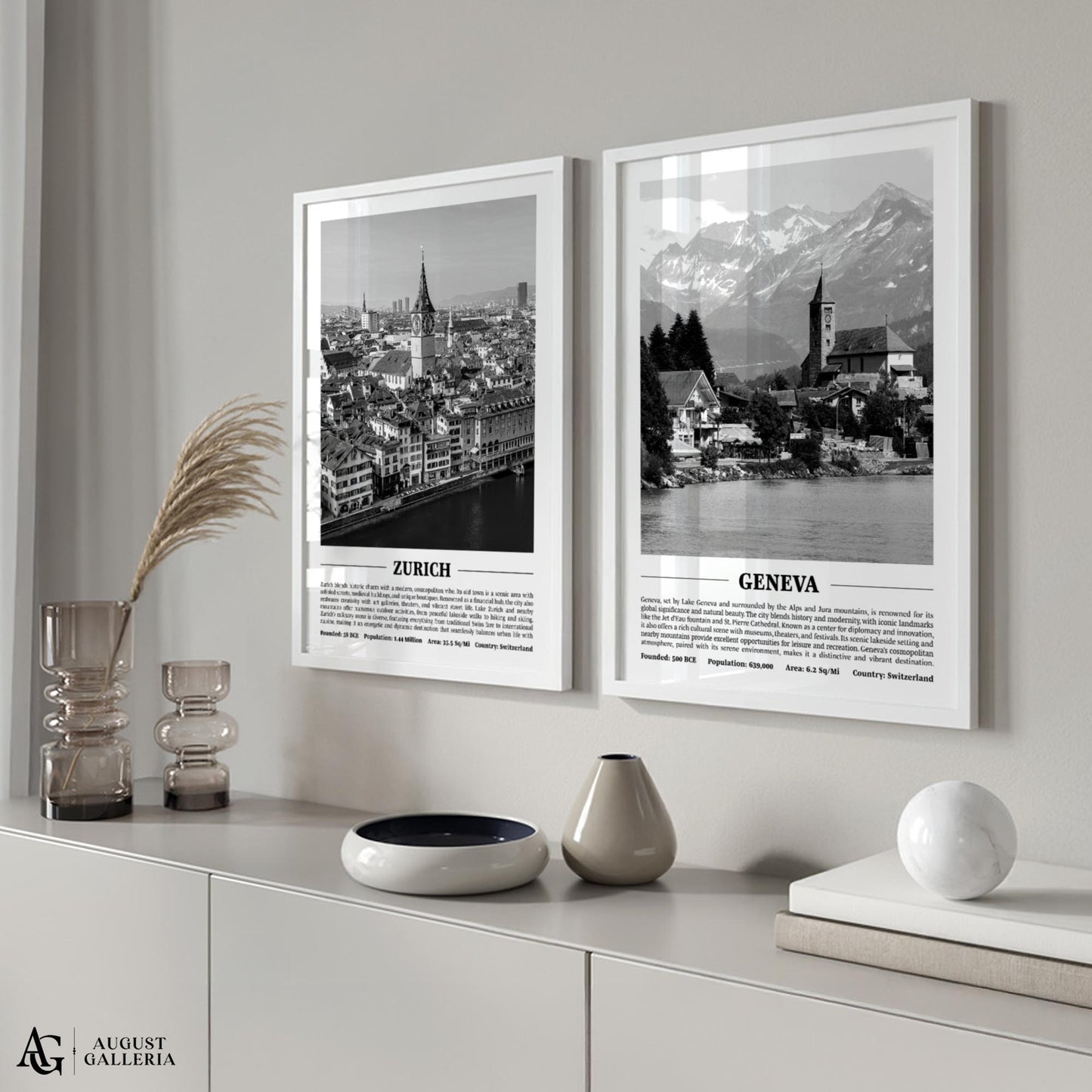 Geneva Black & White City Print