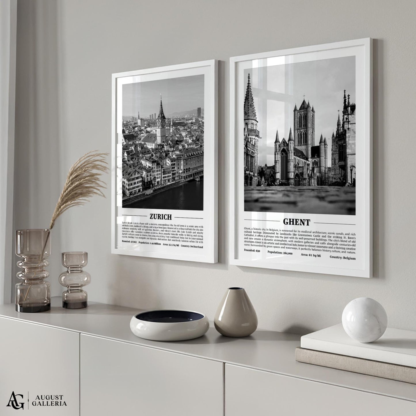 Ghent Black & White City Print