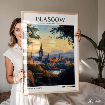 Glasgow Scotland Retro Travel Print