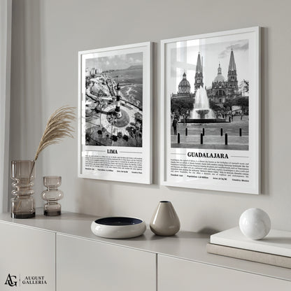 Guadalajara Black & White City Print