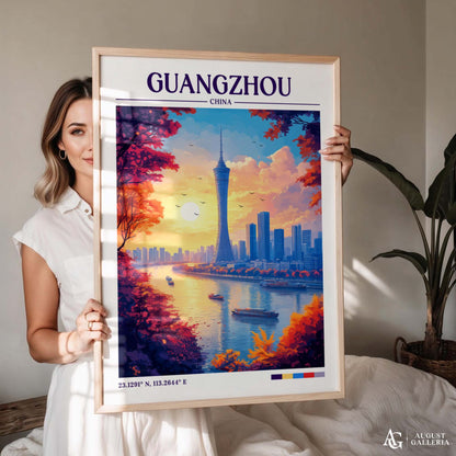 Guangzhou China Retro Travel Print
