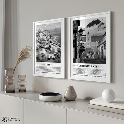 Guatemala City Black & White City Print