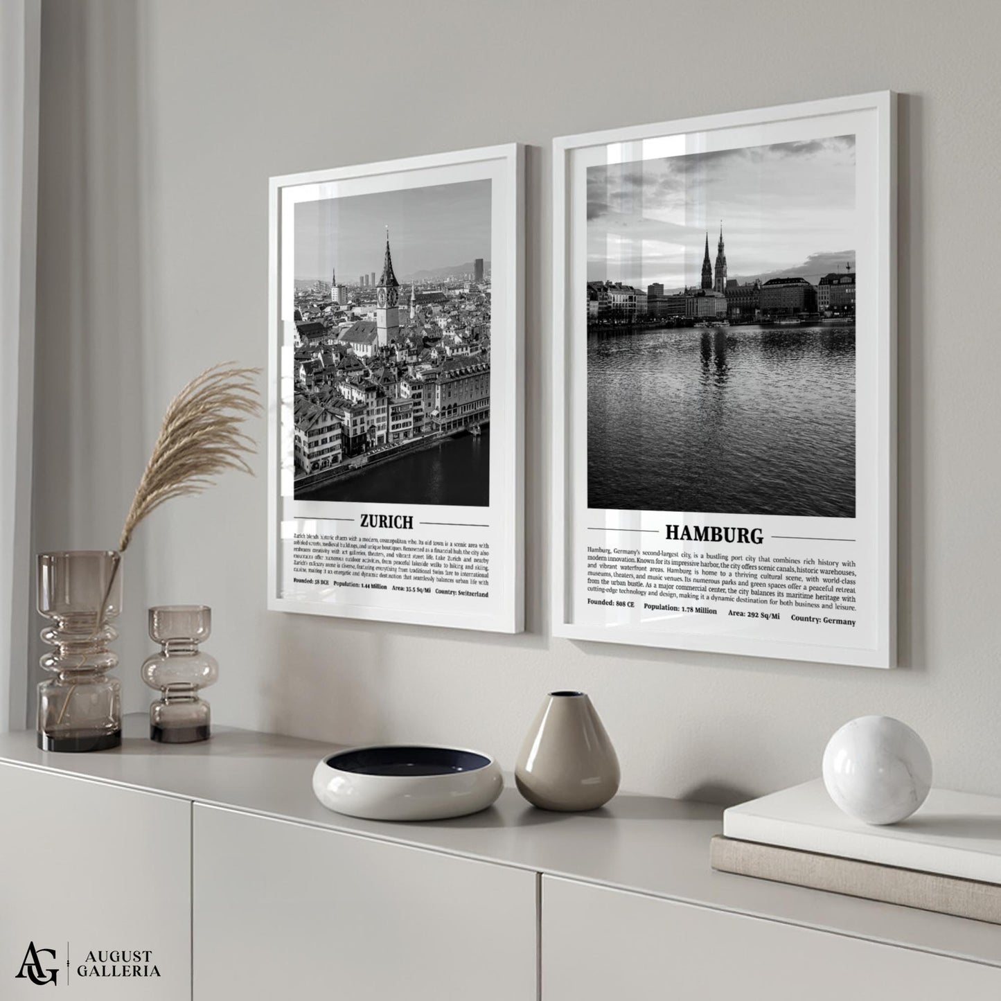 Hamburg Black & White City Print