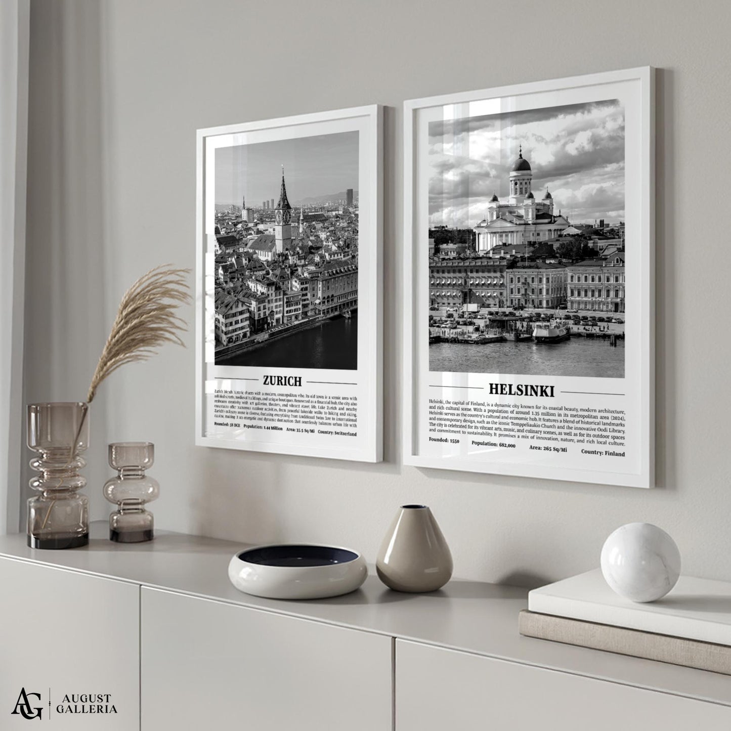 Helsinki Black & White City Print