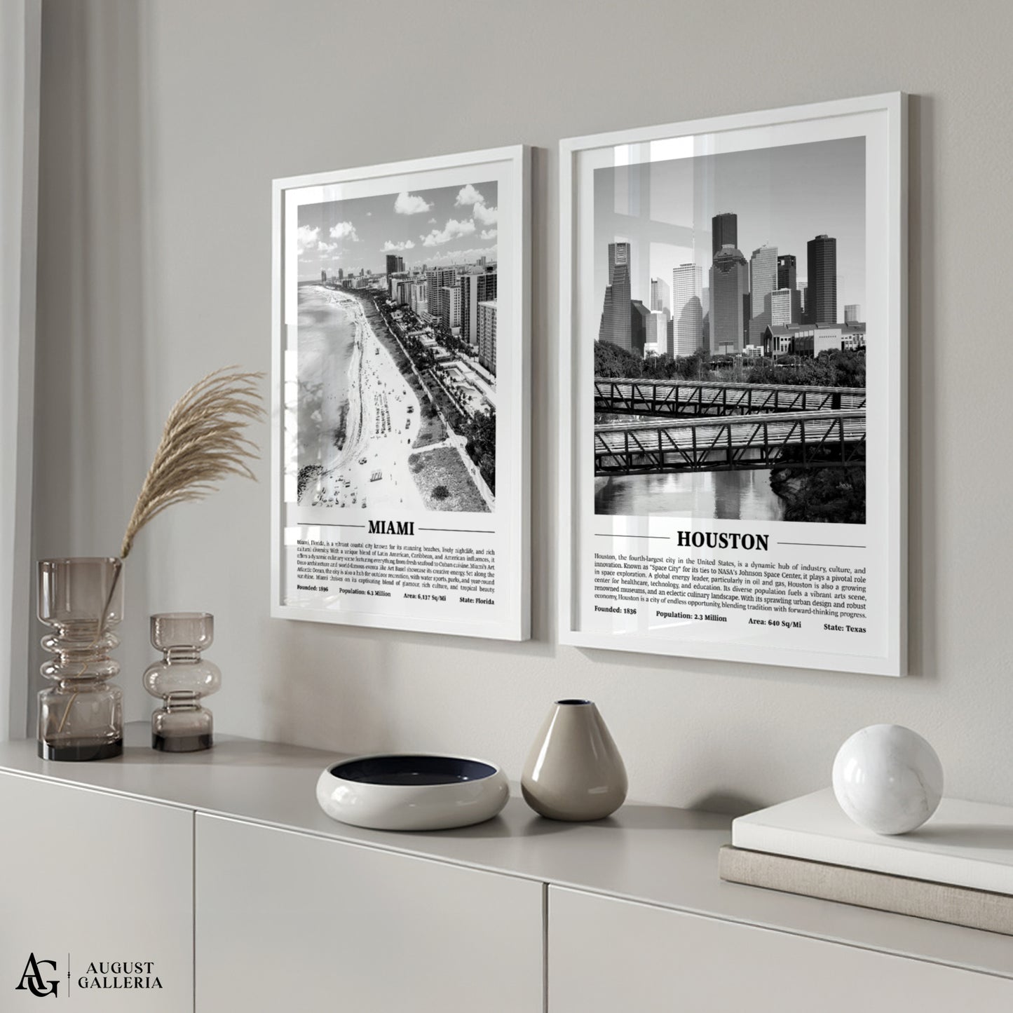 Houston Black & White City Print